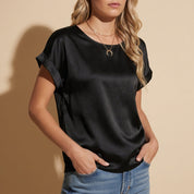 Elara Bonneville | Satin Cap Sleeve Top For Women