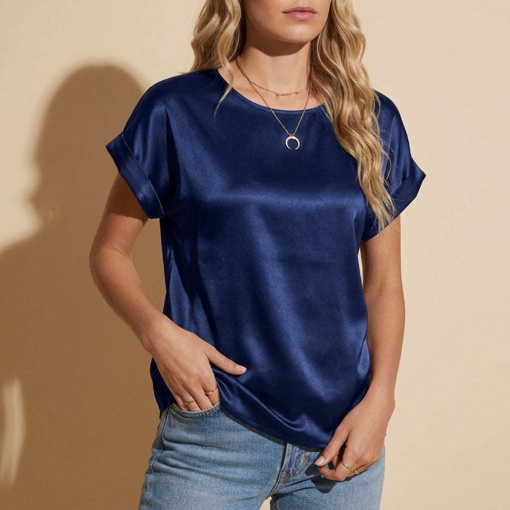 Elara Bonneville | Satin Cap Sleeve Top For Women