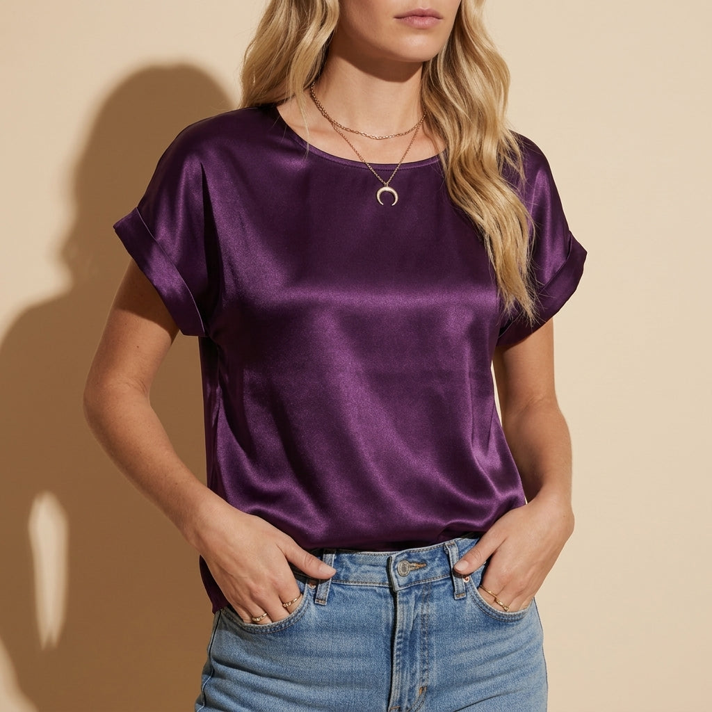 Elara Bonneville | Satin Cap Sleeve Top For Women