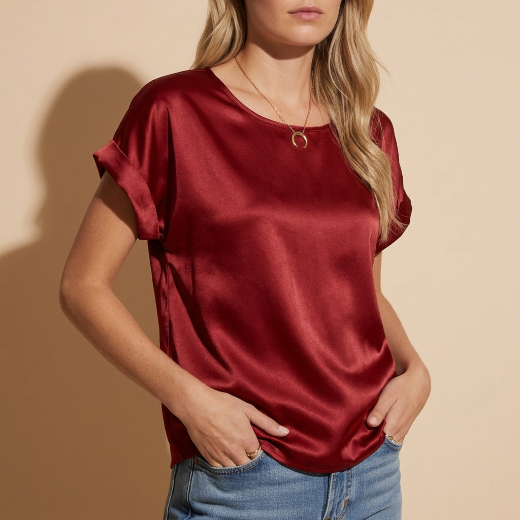 Elara Bonneville | Satin Cap Sleeve Top For Women
