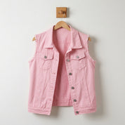 Reyna Stafford | Black Distressed Denim Vest For Women