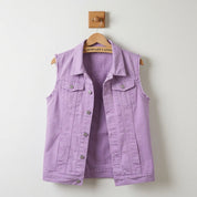 Reyna Stafford | Black Distressed Denim Vest For Women