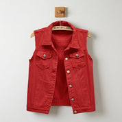 Reyna Stafford | Black Distressed Denim Vest For Women