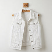 Reyna Stafford | Black Distressed Denim Vest For Women