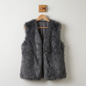 Savannah Roberts | Grey Faux Fur Open Front Vest For Women