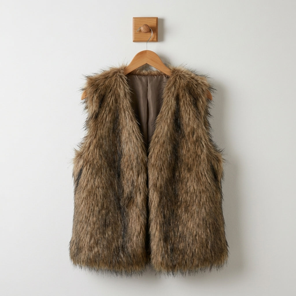 Savannah Roberts | Grey Faux Fur Open Front Vest For Women