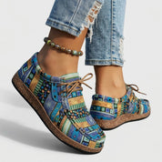Selina Bardoux | Boho Print Lace-Up Flat Sneakers For Women