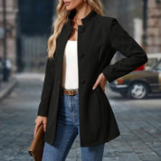 Clarène Whitvale | Stand Collar Button Blazer For Women