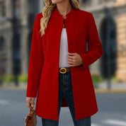 Clarène Whitvale | Stand Collar Button Blazer For Women