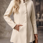 Clarène Whitvale | Stand Collar Button Blazer For Women
