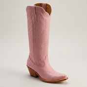 Brooklyn Adams | Knee-High Western Cowboy Boots in Tan