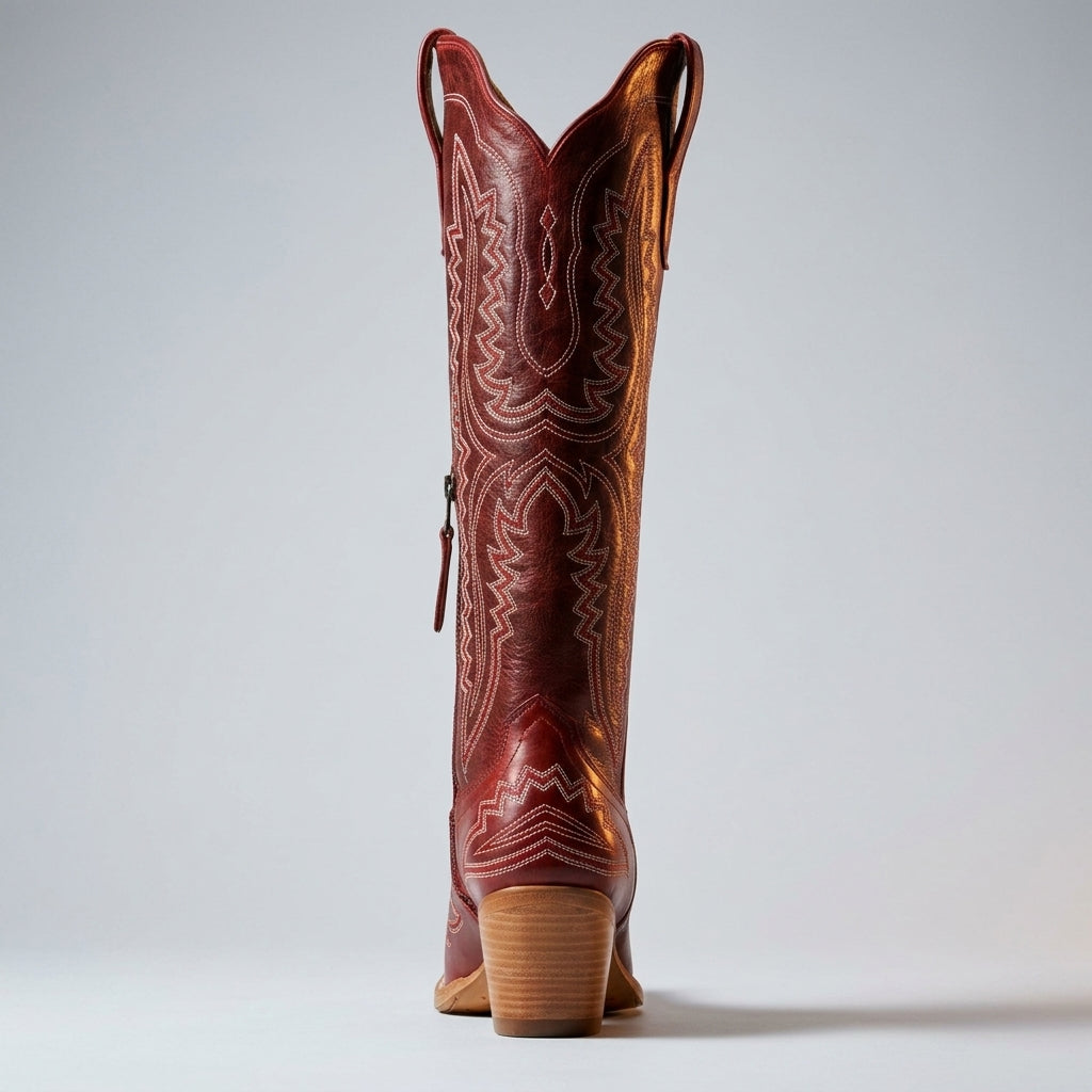 Brooklyn Adams | Knee-High Western Cowboy Boots in Tan