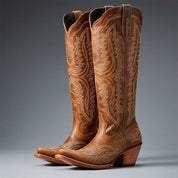 Brooklyn Adams | Knee-High Western Cowboy Boots in Tan