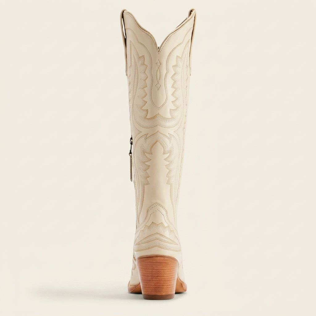 Brooklyn Adams | Knee-High Western Cowboy Boots in Tan