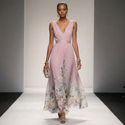 Aurienne Delacombe | Floral Border Maxi Dress For Women