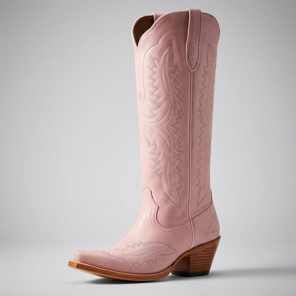 Brooklyn Adams | Knee-High Western Cowboy Boots in Tan
