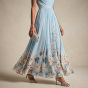 Aurienne Delacombe | Floral Border Maxi Dress For Women
