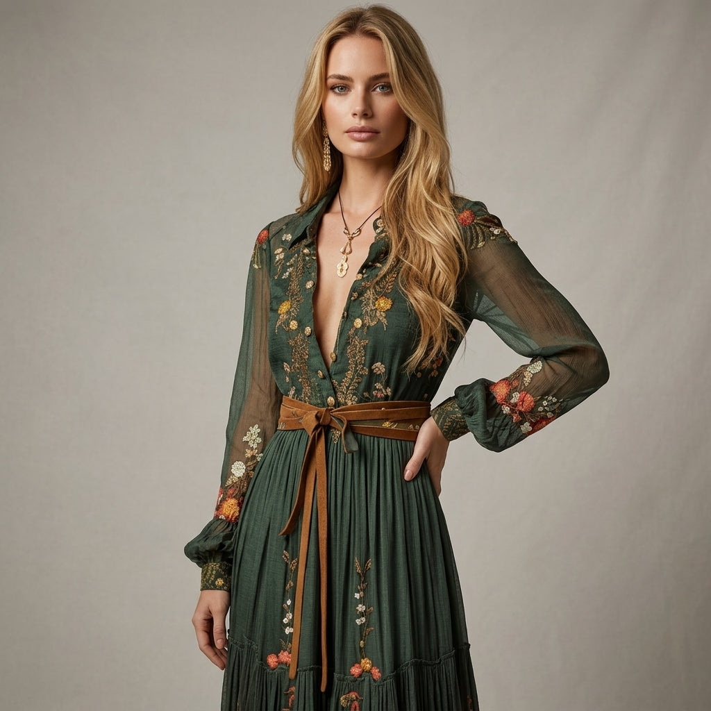 Elara Castelmont | Granada Embroidered Maxi Dress For Women