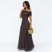 Dominique Vossclair | Off-Shoulder Chiffon Maxi Dress For Women