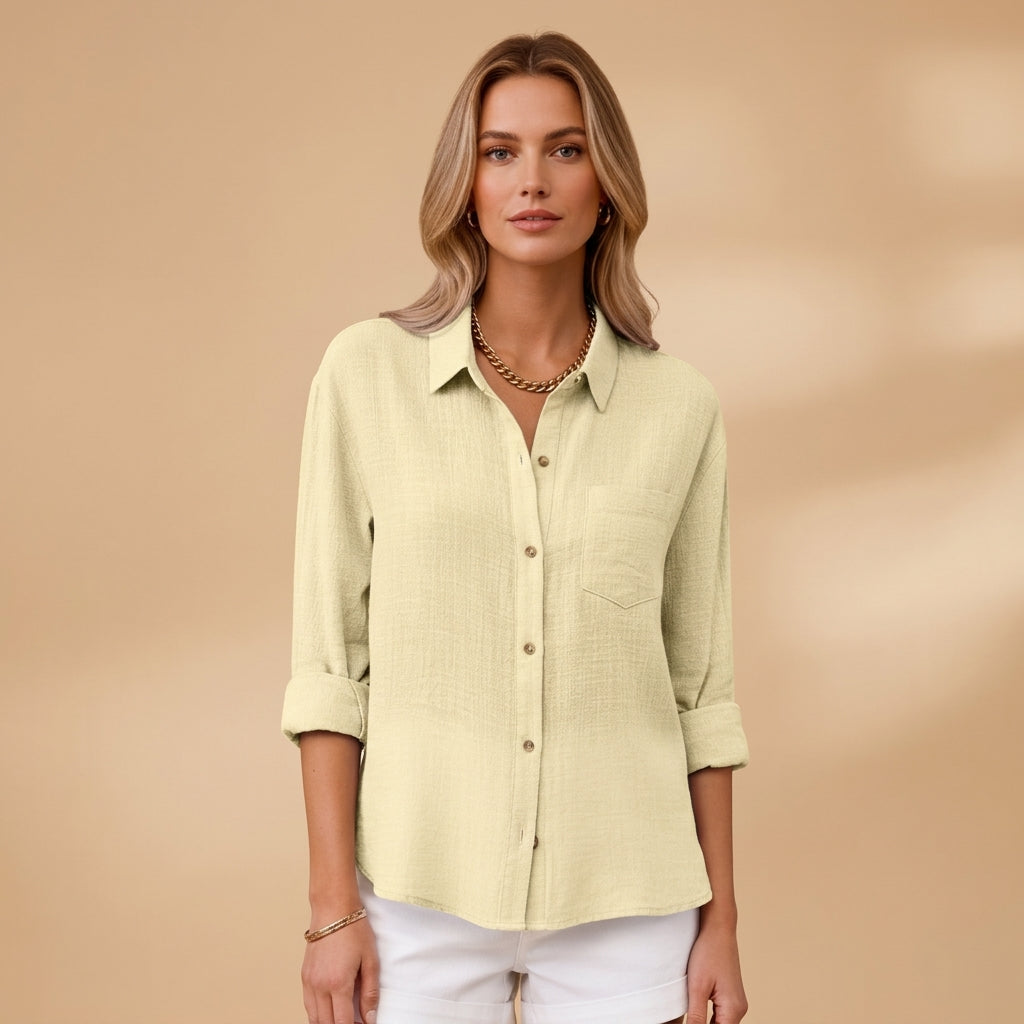Margaux Delrieu | Lecce Linen Button-Up Shirt For Women