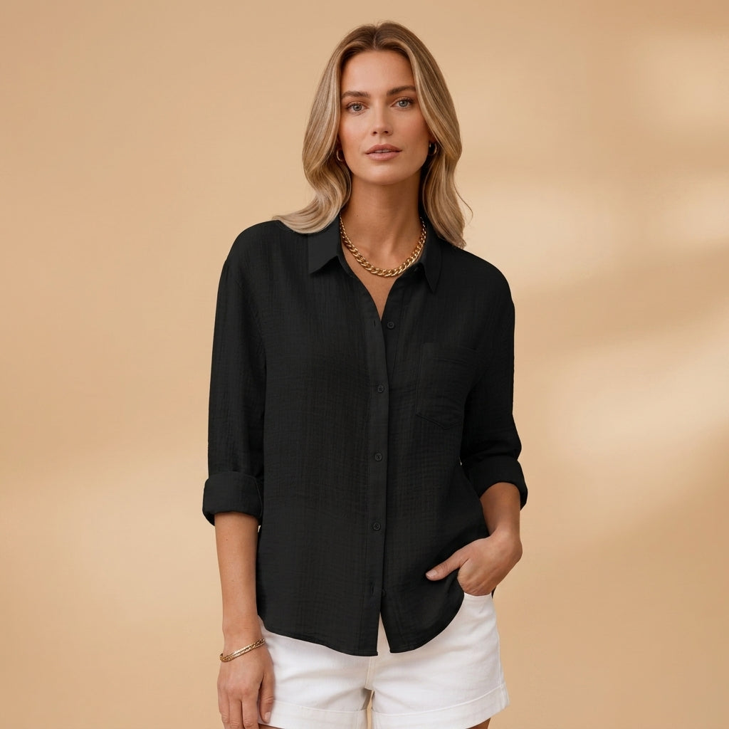 Margaux Delrieu | Lecce Linen Button-Up Shirt For Women