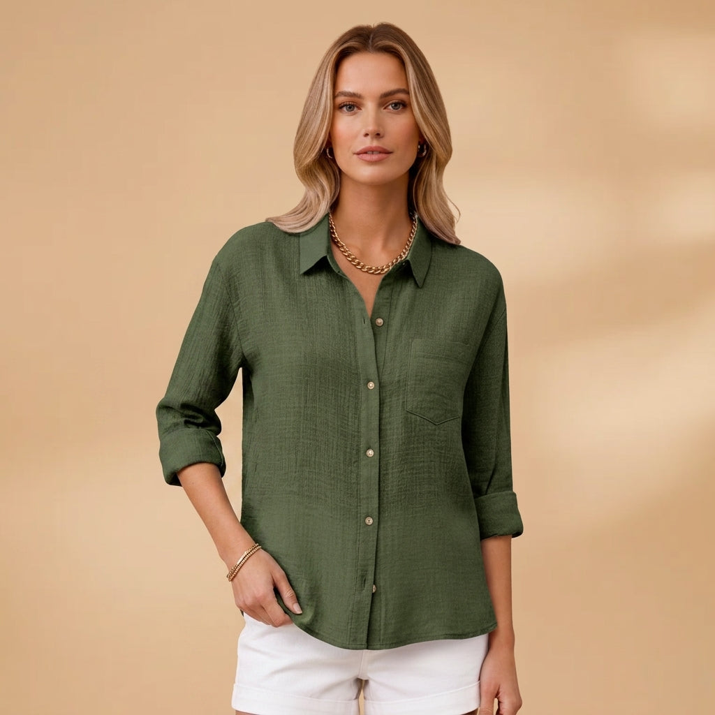 Margaux Delrieu | Lecce Linen Button-Up Shirt For Women