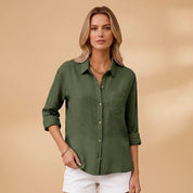 Margaux Delrieu | Lecce Linen Button-Up Shirt For Women