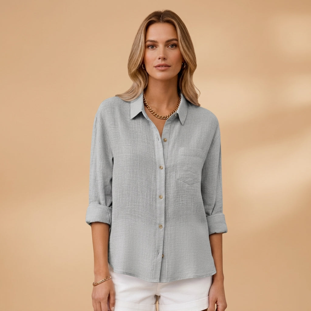 Margaux Delrieu | Lecce Linen Button-Up Shirt For Women