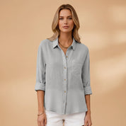 Margaux Delrieu | Lecce Linen Button-Up Shirt For Women
