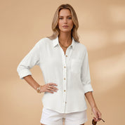 Margaux Delrieu | Lecce Linen Button-Up Shirt For Women