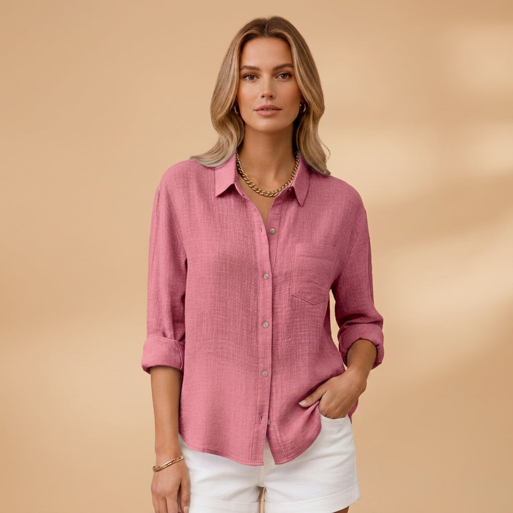 Margaux Delrieu | Lecce Linen Button-Up Shirt For Women