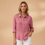 Margaux Delrieu | Lecce Linen Button-Up Shirt For Women