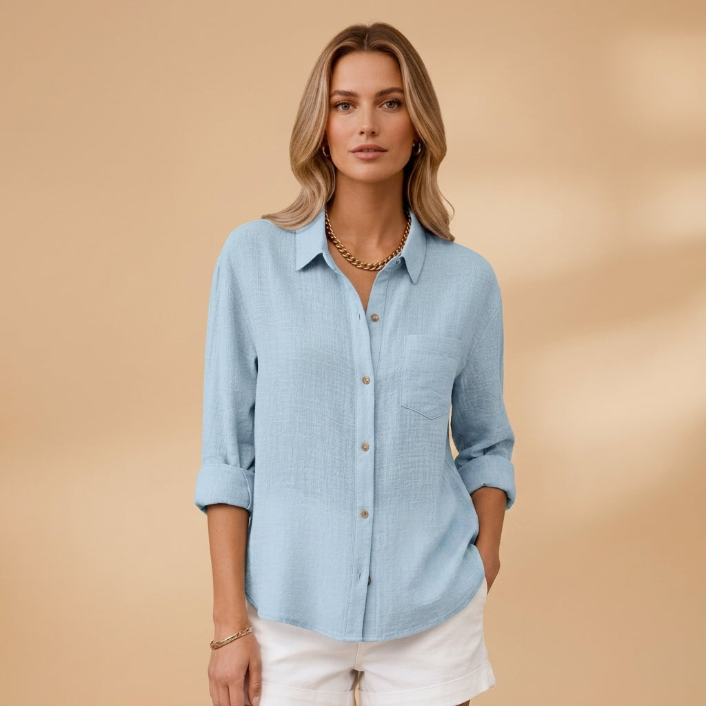 Margaux Delrieu | Lecce Linen Button-Up Shirt For Women