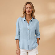 Margaux Delrieu | Lecce Linen Button-Up Shirt For Women