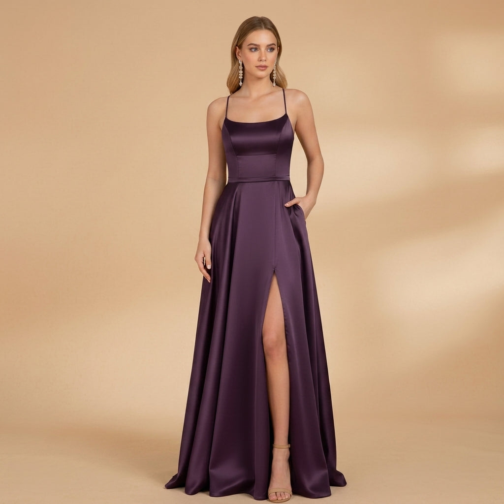 Seraphina Elwood | Satin Maxi Evening Gown For Women