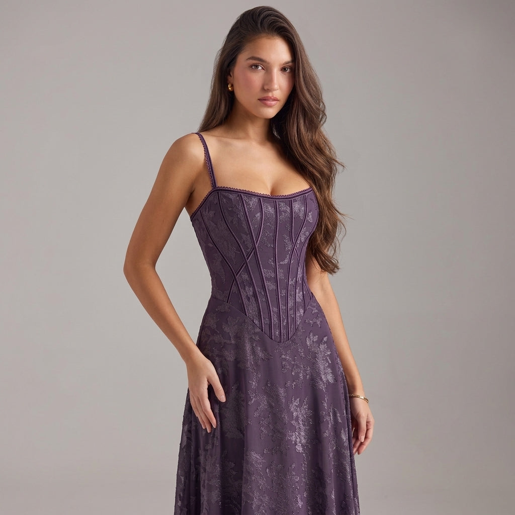 Eliana Corvette | Corset Floral Maxi Dress For Women