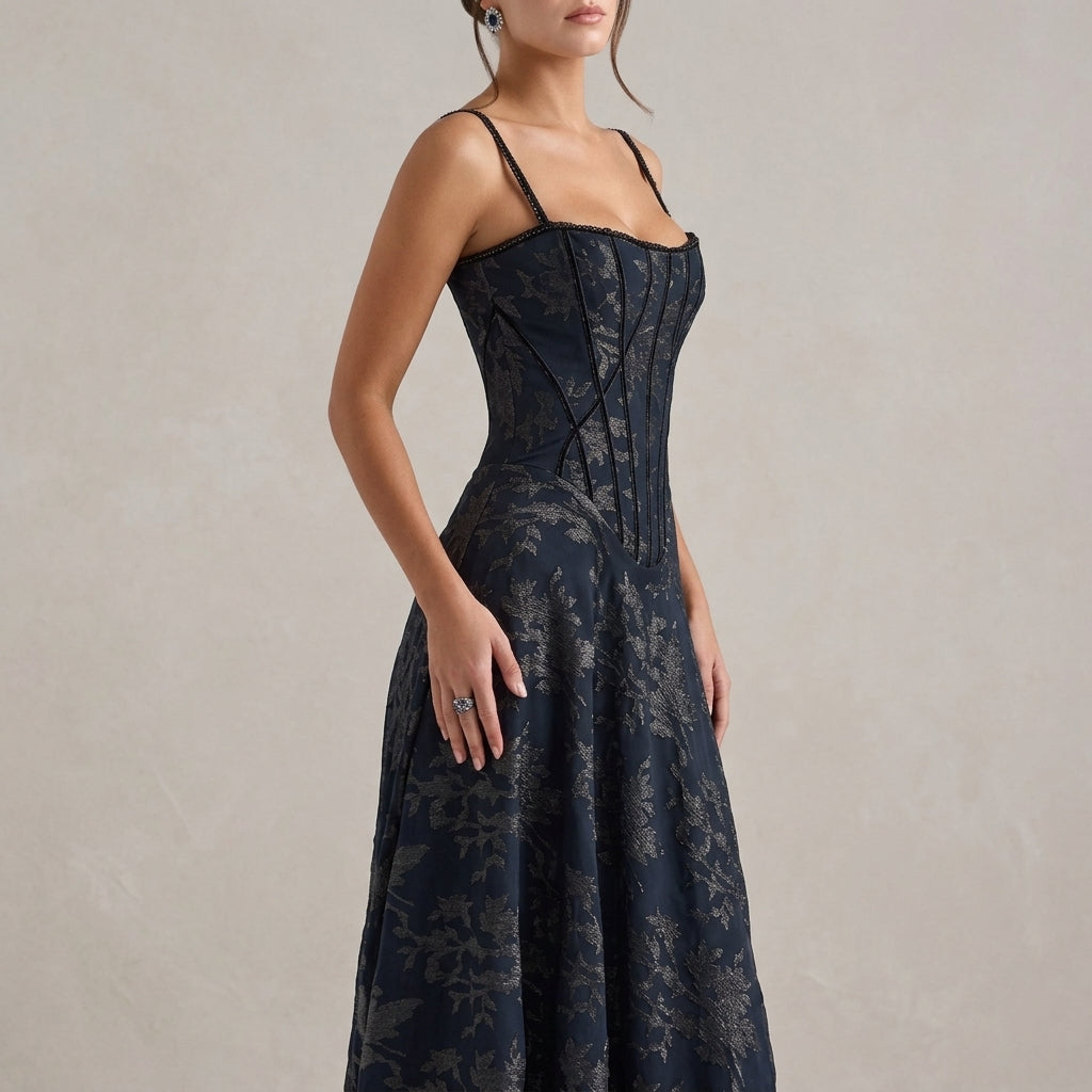Eliana Corvette | Corset Floral Maxi Dress For Women