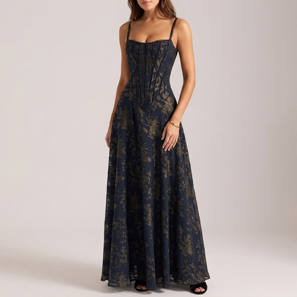 Eliana Corvette | Corset Floral Maxi Dress For Women