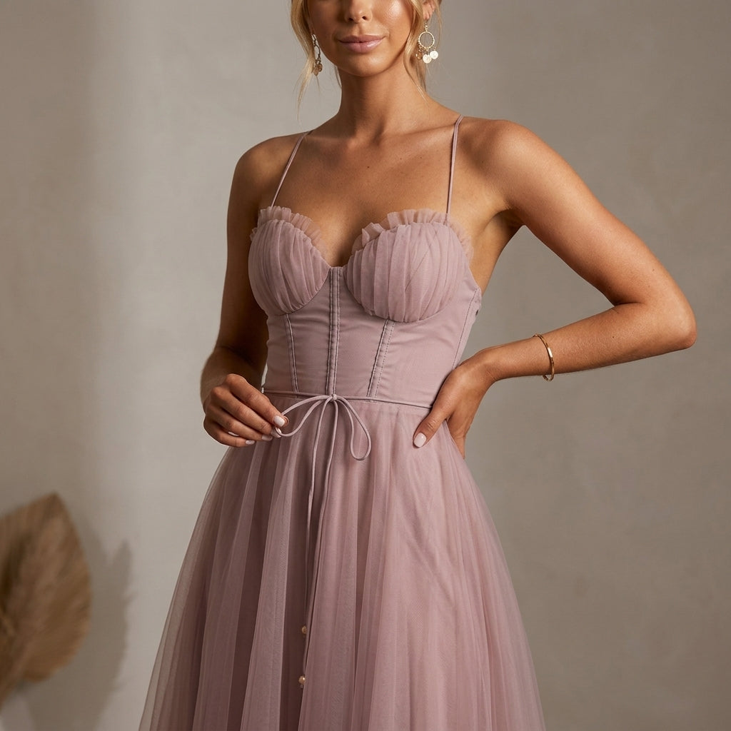 Isabeau Rosemont | Corset Tulle Midi Dress For Women
