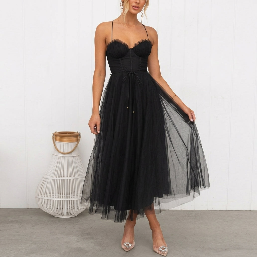Isabeau Rosemont | Corset Tulle Midi Dress For Women