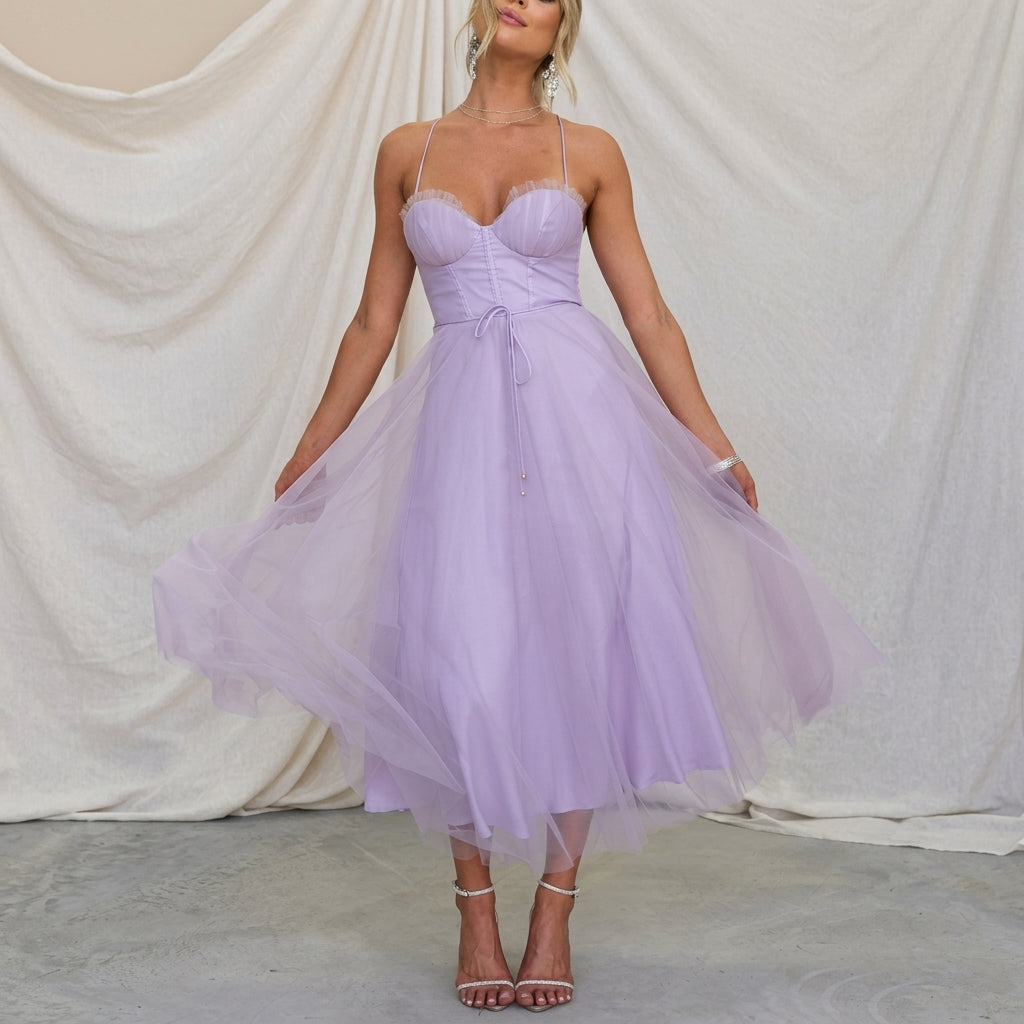 Isabeau Rosemont | Corset Tulle Midi Dress For Women