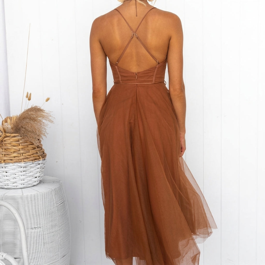 Isabeau Rosemont | Corset Tulle Midi Dress For Women