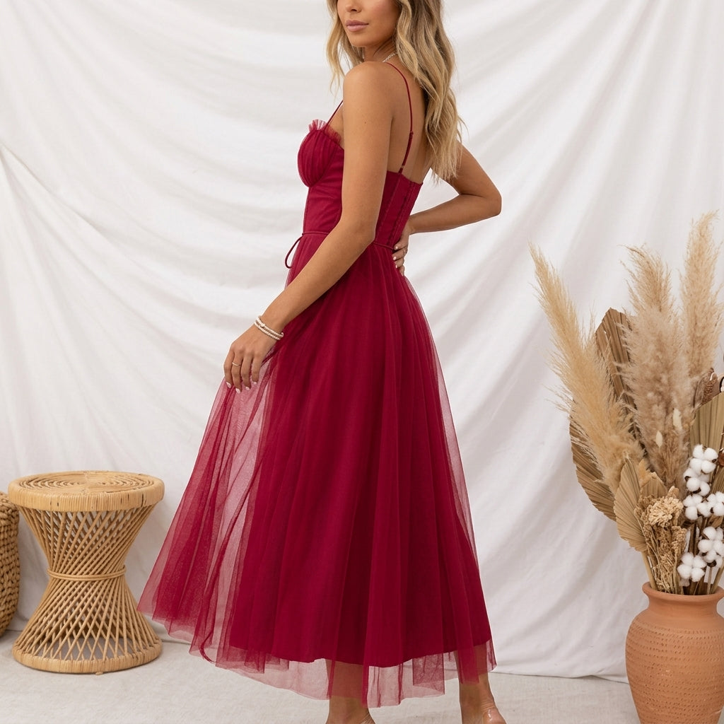 Isabeau Rosemont | Corset Tulle Midi Dress For Women