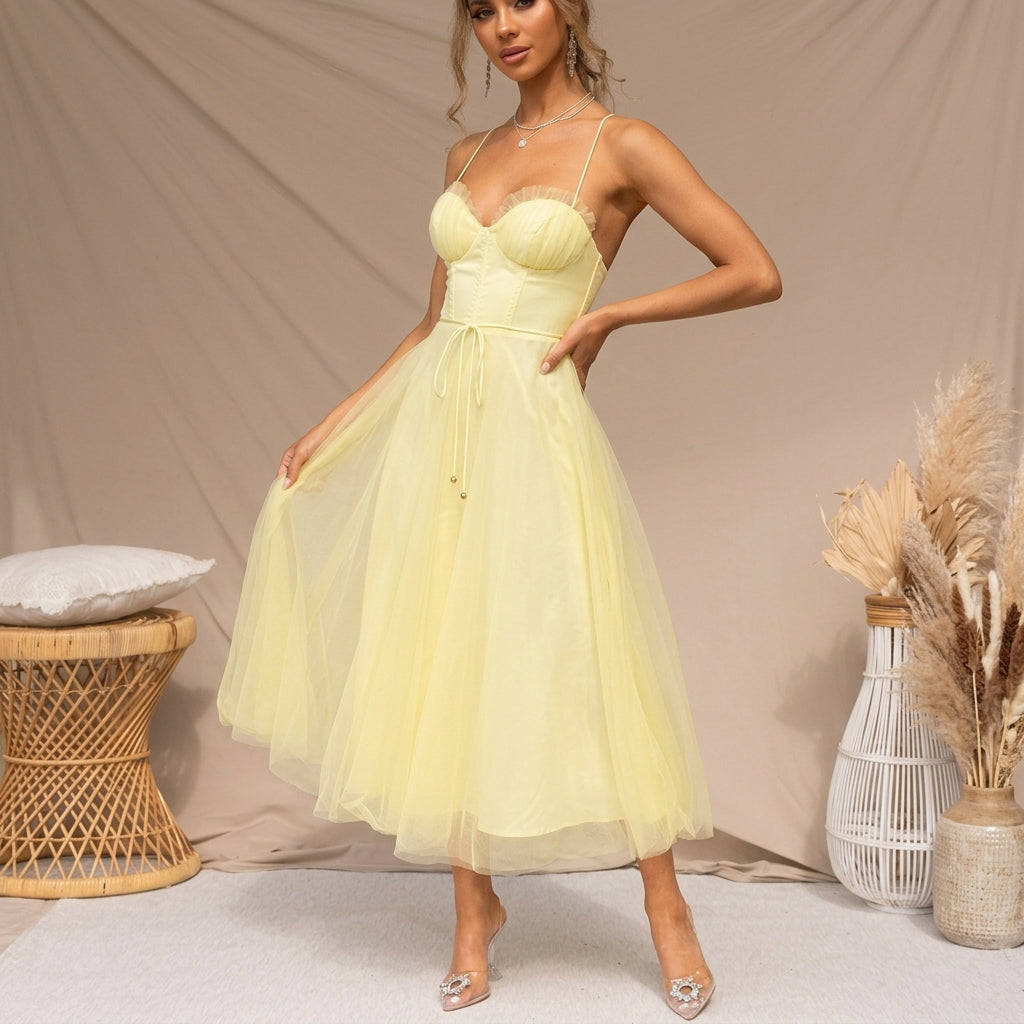 Isabeau Rosemont | Corset Tulle Midi Dress For Women