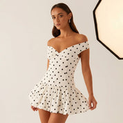 Juliette Fontclair | Polka Dot Off-Shoulder Mini Dress For Women