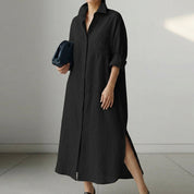 Aurore Delannoy | Black Linen Maxi Shirt Dress For Women