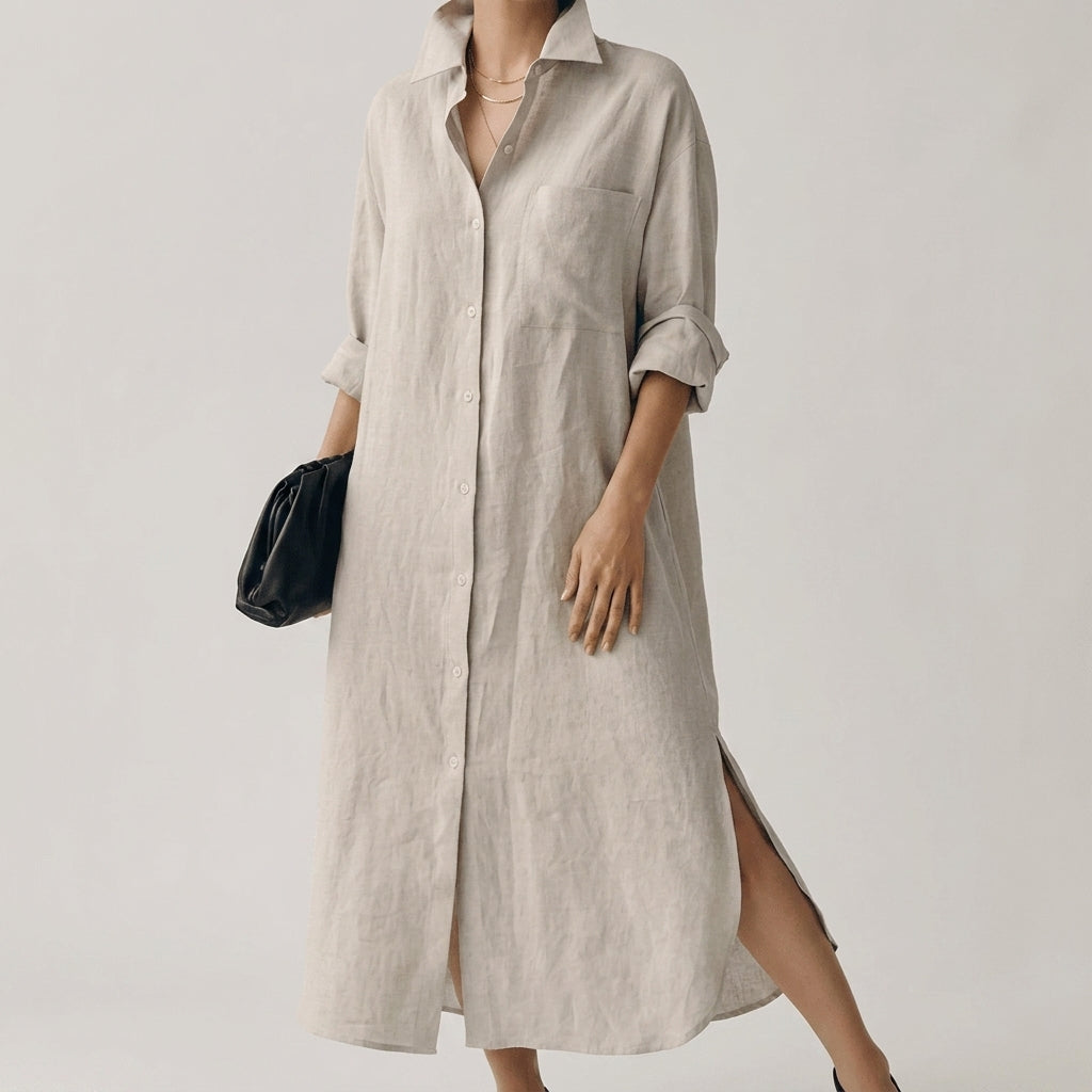 Aurore Delannoy | Black Linen Maxi Shirt Dress For Women