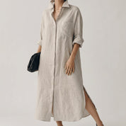 Aurore Delannoy | Black Linen Maxi Shirt Dress For Women