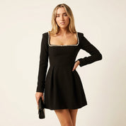 Giselle Thornecroft | Pearl Trim Long Sleeve Mini Dress For Women