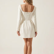 Giselle Thornecroft | Pearl Trim Long Sleeve Mini Dress For Women